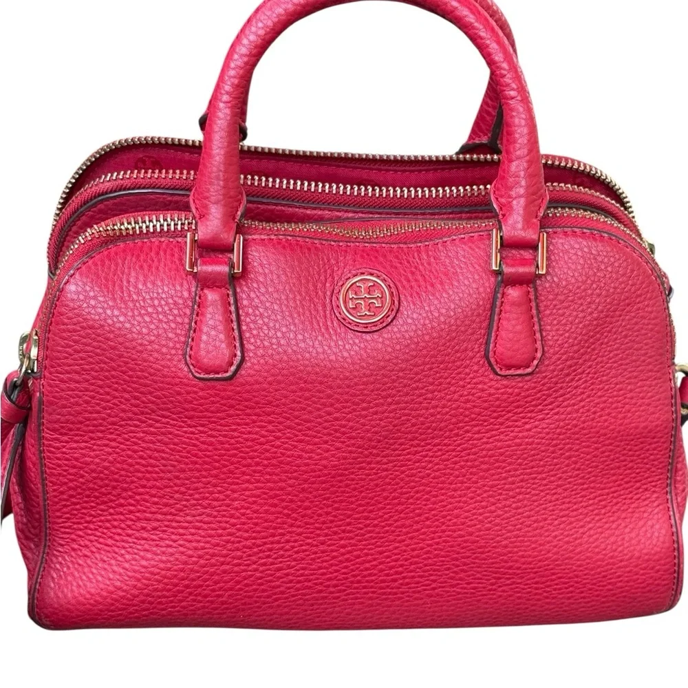 Tory Burch Crossbody Bag Purse Vibrant Red Satchel - Picture 3 of 8